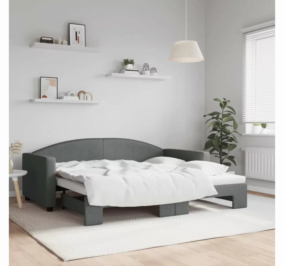 vidaXL Gästebett Gästebett Tagesbett Ausziehbar Dunkelgrau 90x190 cm Stoff günstig online kaufen