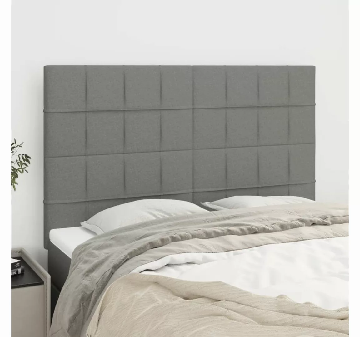 vidaXL Bett, Kopfteile 4 Stk. Dunkelgrau 72x5x78/88 cm Stoff günstig online kaufen