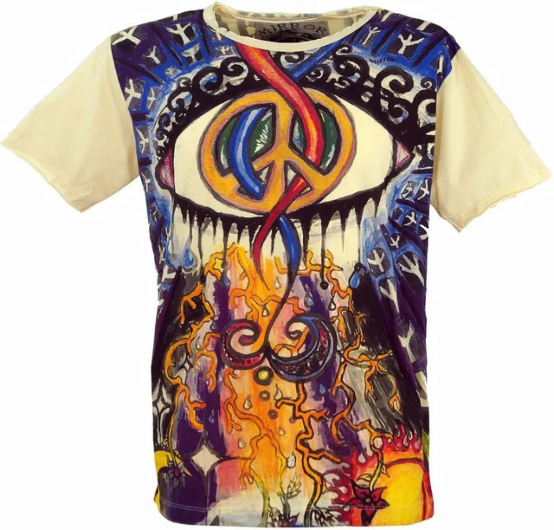 Guru-Shop T-Shirt Mirror T-Shirt - Peace vanille Goa Style, Festival, alter günstig online kaufen