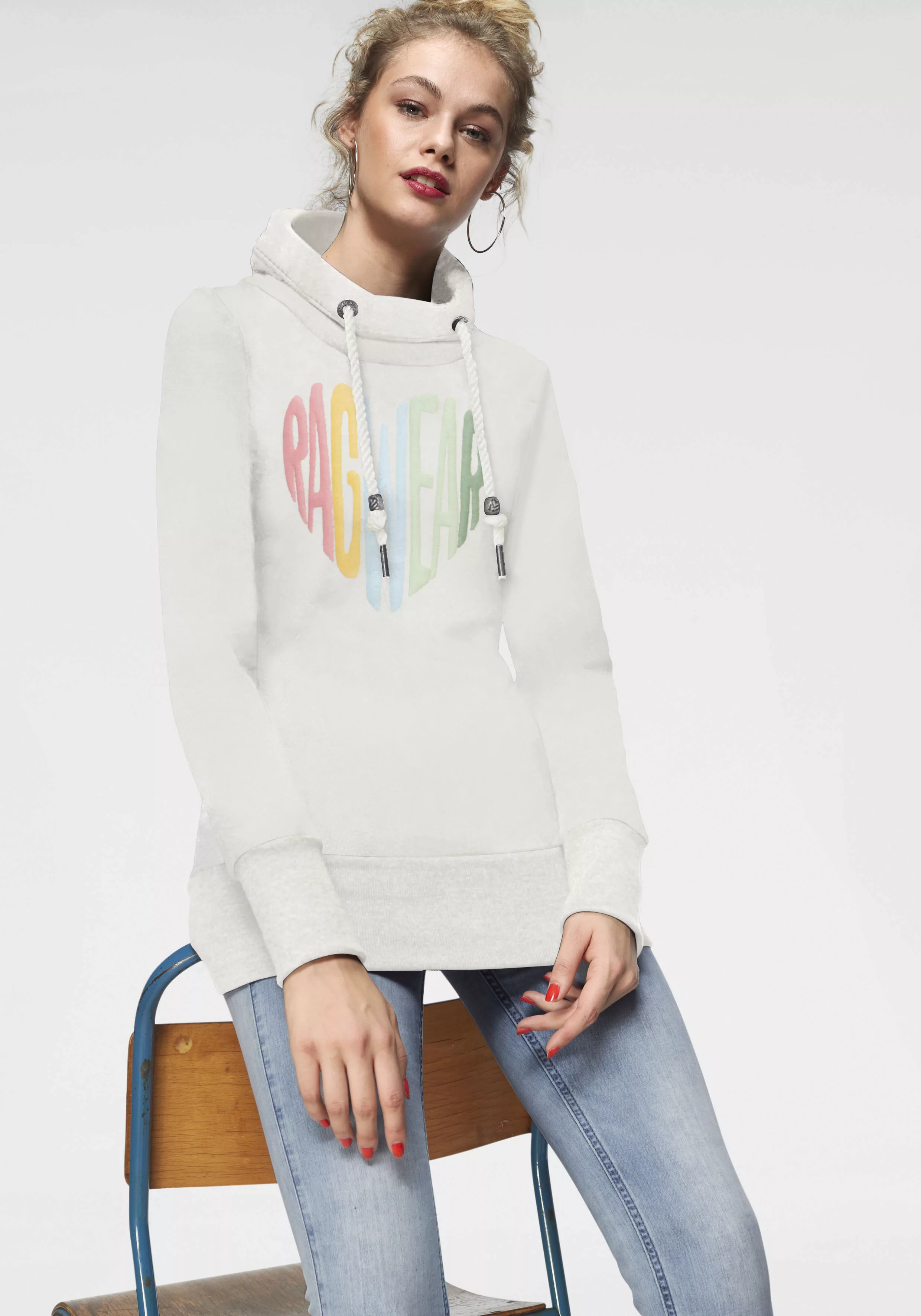 Ragwear Sweater "NESKA LOVE O", mit asymetrischem Schalkragen im Rainbow Pr günstig online kaufen