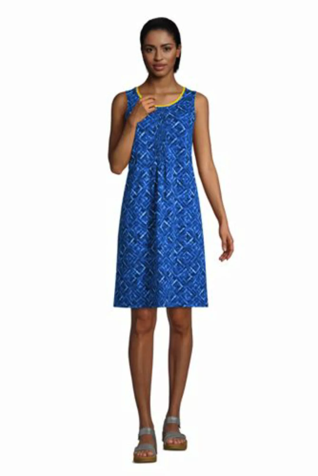 Ärmelloses Kleid mit Biesenfalten, Damen, Größe: S Normal, Blau, Baumwoll-M günstig online kaufen