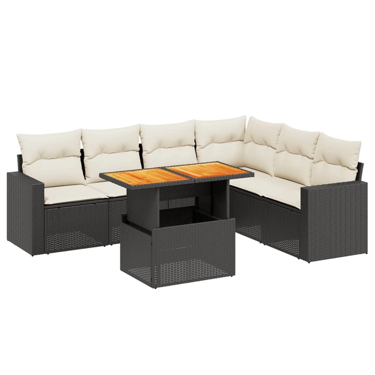 vidaXL 7-Tlg Garten-Sofagarnitur mit Kissen Schwarz Poly Rattan 3271329 günstig online kaufen
