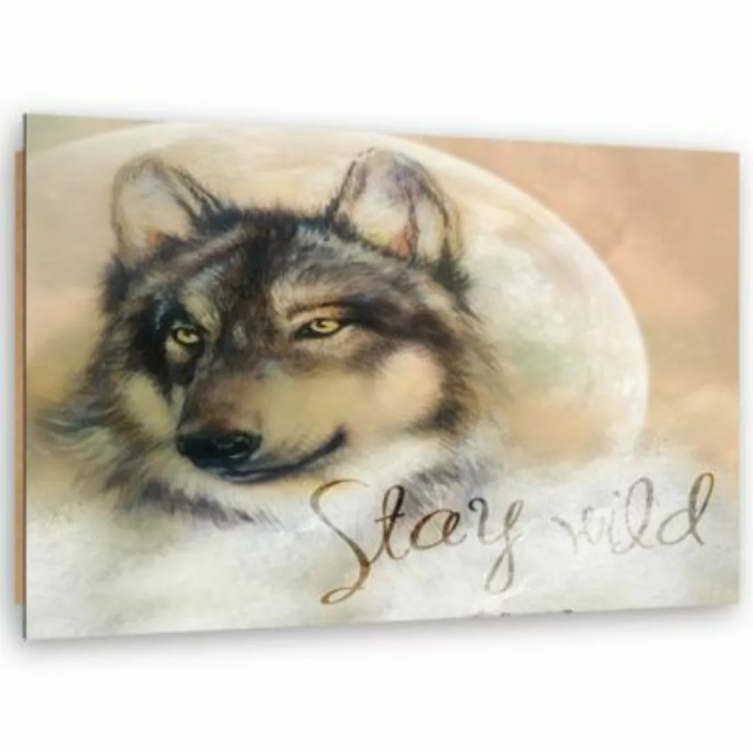FEEBY® Kunst Bleib wilder Wolf Leinwandbilder bunt Gr. 90 x 60 günstig online kaufen