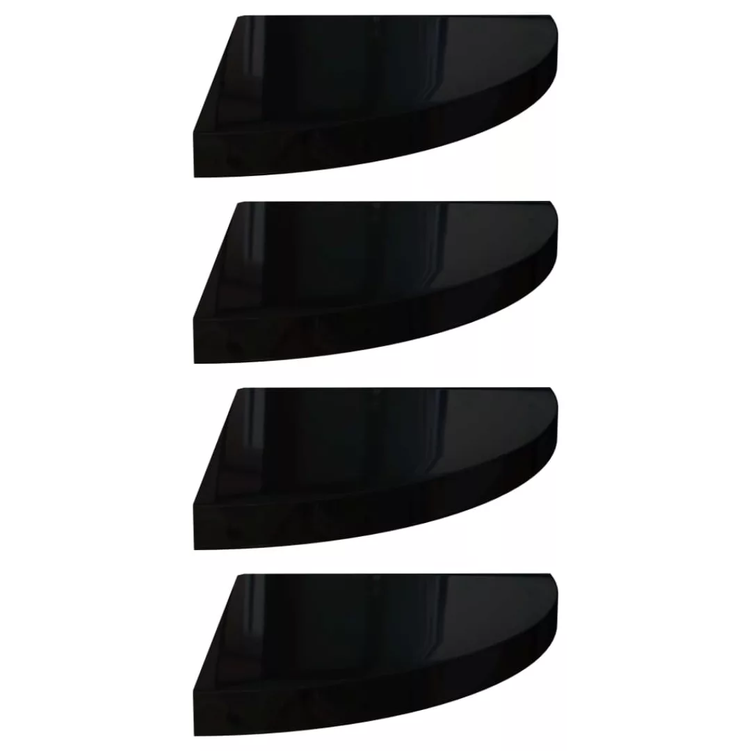 Eck-schweberegale 4 Stk. Hochglanz-schwarz 35x35x3,8 Cm Mdf günstig online kaufen