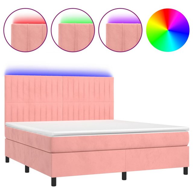 vidaXL Boxspringbett Boxspringbett mit Matratze & LED Samt (160 x 200 cm, R günstig online kaufen