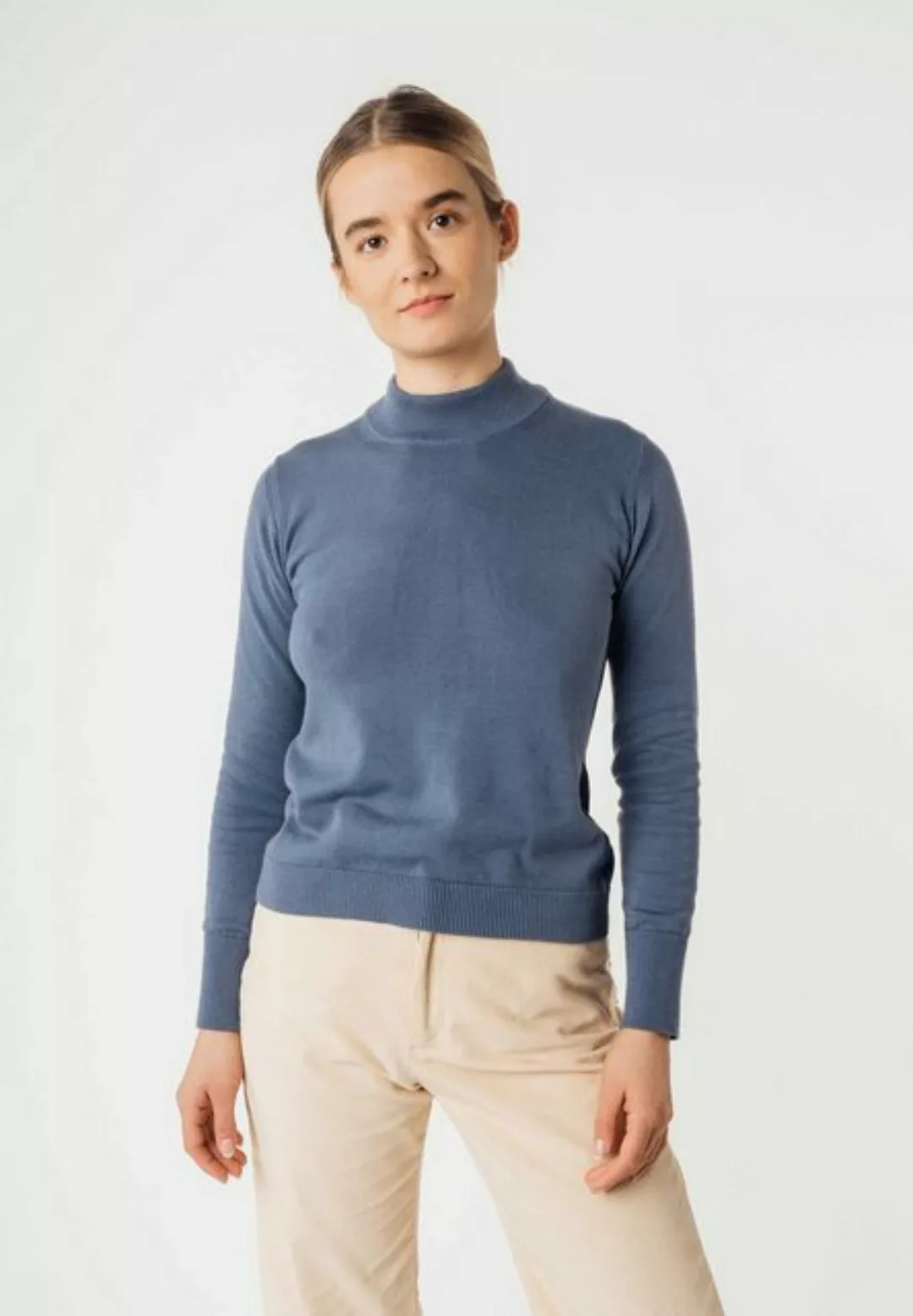 MELA Strickpullover Damen Feinstrick-Pullover SADA Rippbündchen günstig online kaufen