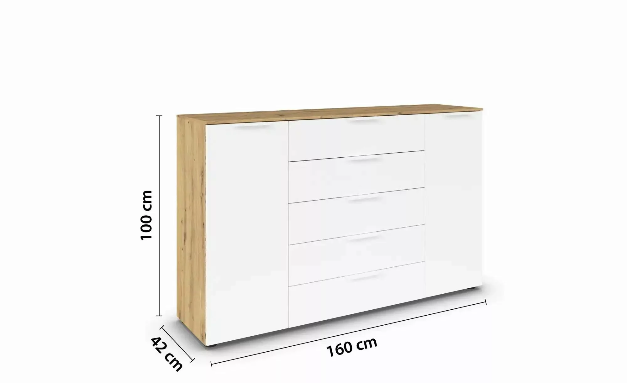 Sideboard   ¦ holzfarben ¦ Maße (cm): B: 160 H: 100 Kommoden & Sideboards > günstig online kaufen