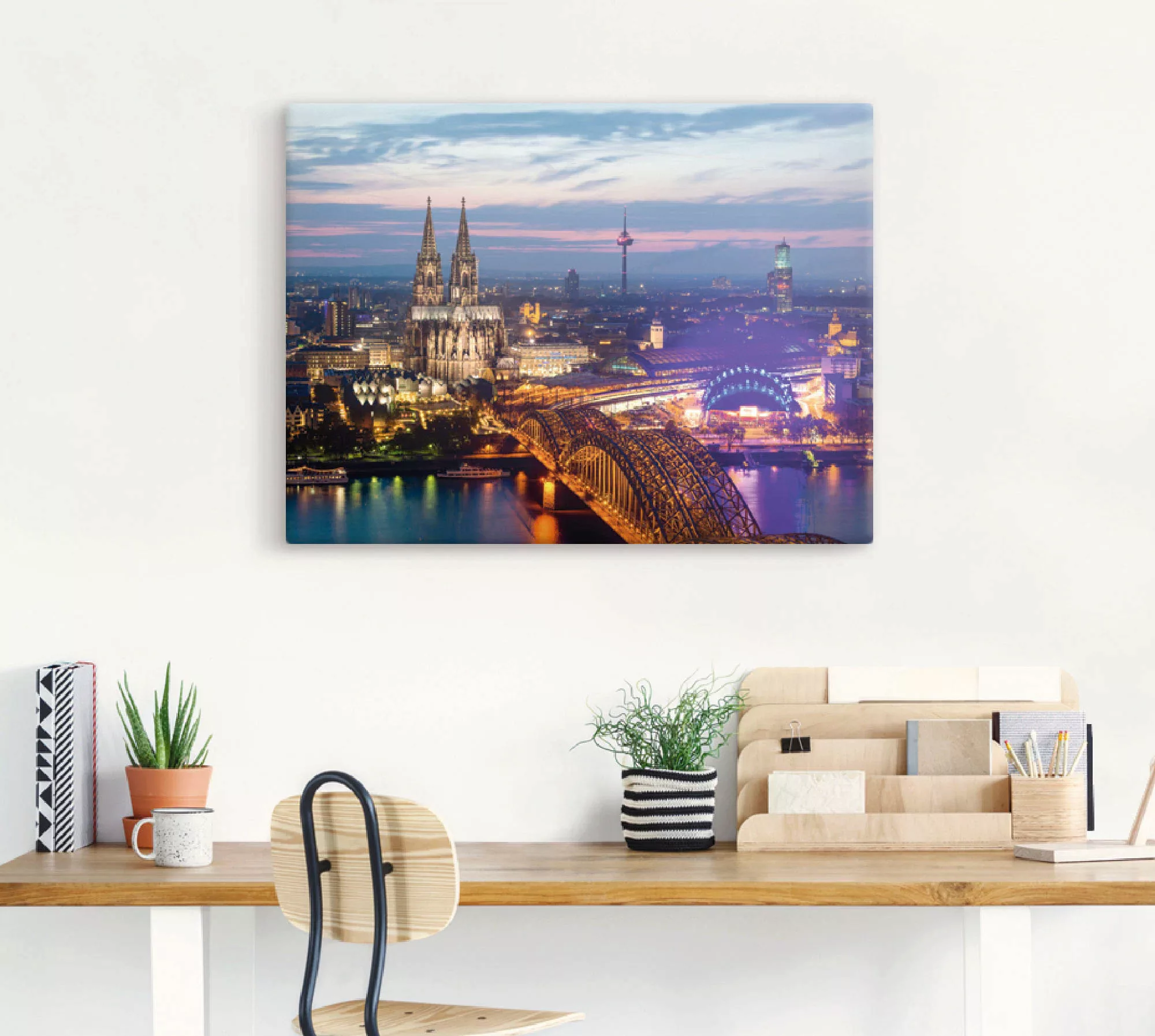 Artland Wandbild "Köln Panorama am Abend", Deutschland, (1 St.), als Alubil günstig online kaufen