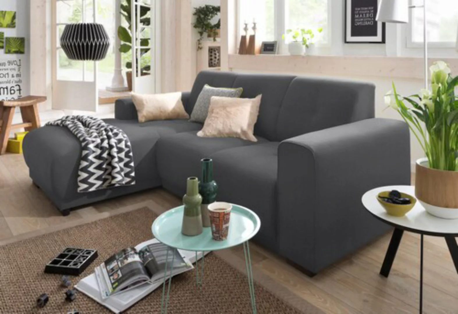 Home affaire Ecksofa »Langeland L-Form«, incl. 2 Zierkissen, Recamiere wahl günstig online kaufen