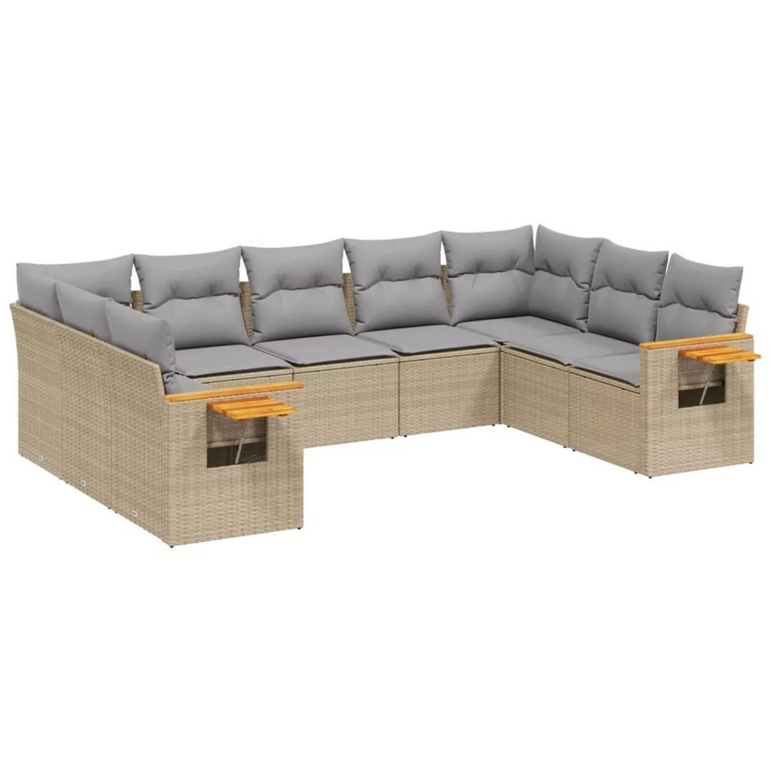 vidaXL 9-tlg Garten-Sofagarnitur mit Kissen Beige Poly Rattan Modell 155 günstig online kaufen