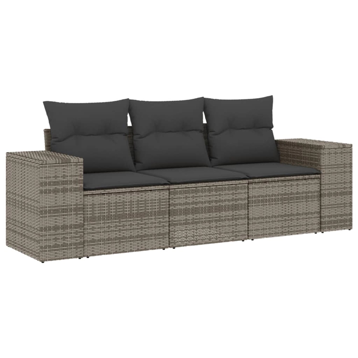 vidaXL 3-Tlg Garten-Sofagarnitur mit Kissen Grau Poly Rattan 3254597 günstig online kaufen