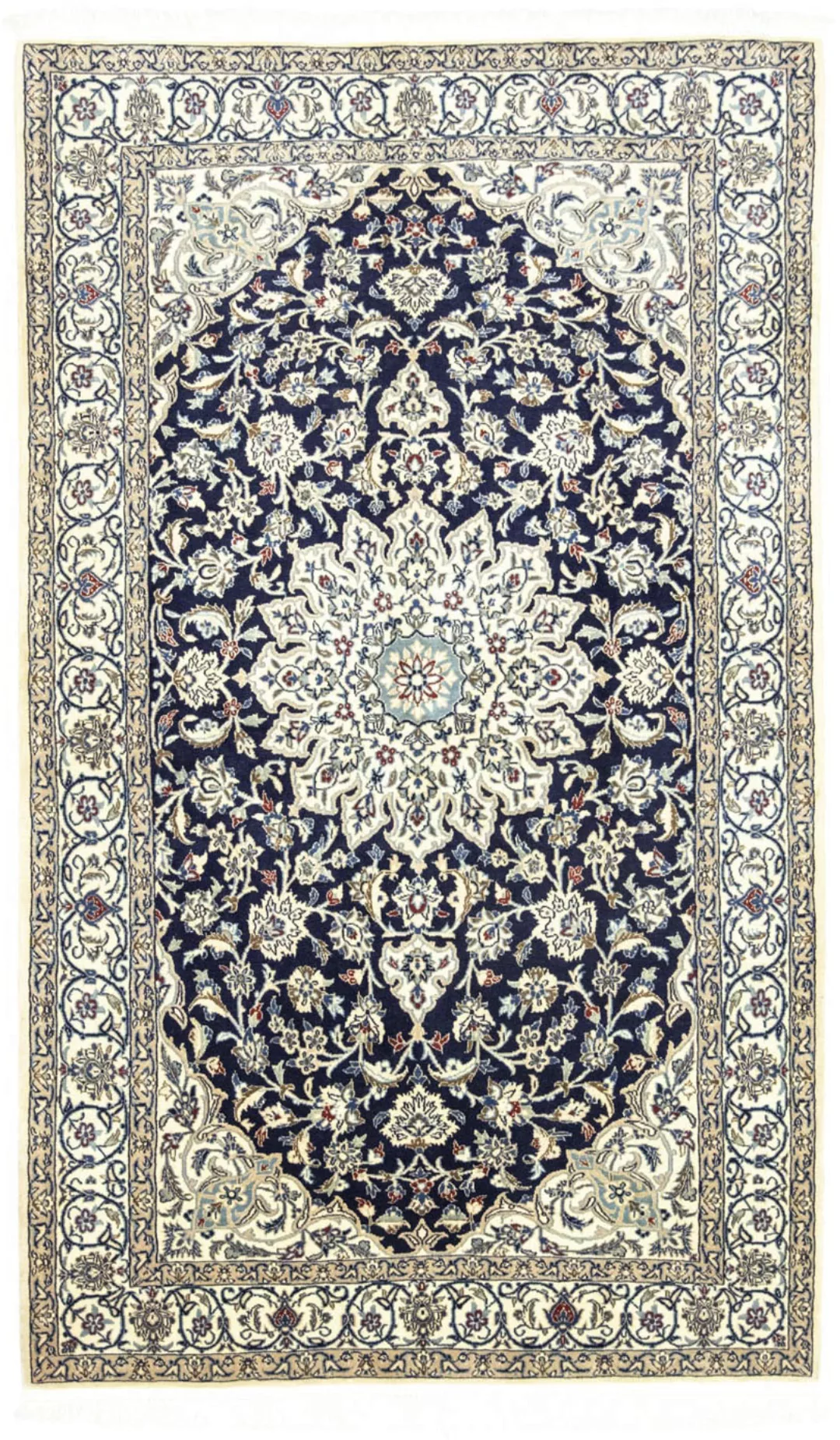 morgenland Wollteppich »Nain Medaillon Blu scuro 215 x 130 cm«, rechteckig günstig online kaufen