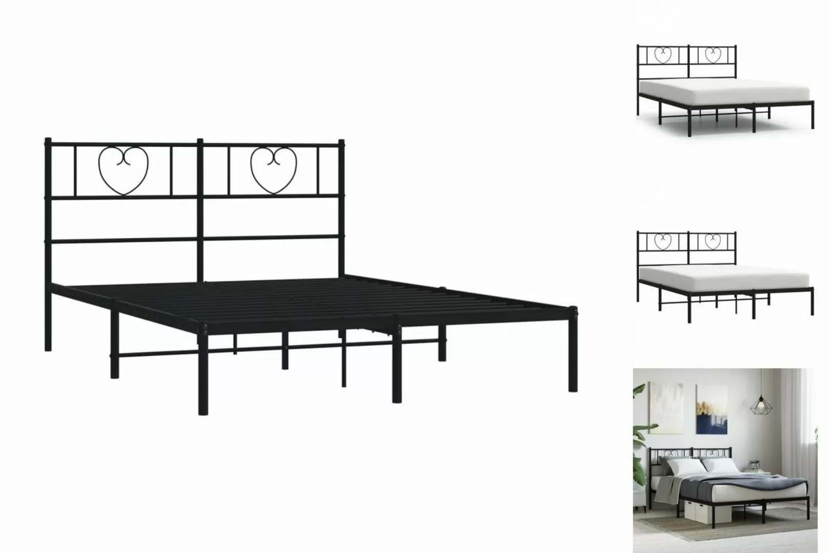 vidaXL Bettgestell Bettrahmen mit Kopfteil Metall Weiß 120x200 cm Bett Bett günstig online kaufen