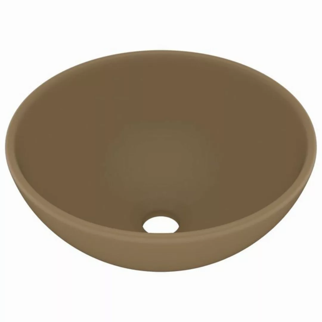 vidaXL Waschbeckenschrank Luxus-Waschbecken Rund Matt Creme 32,5x14 cm Kera günstig online kaufen