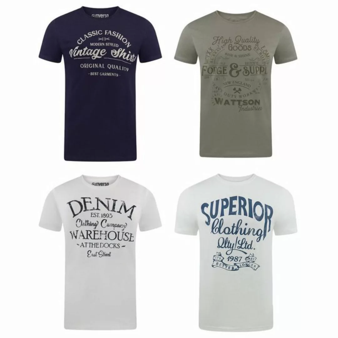 riverso Tshirt Herren Baumwolle Regular Fit RIVLeon 4er Set Pack günstig online kaufen