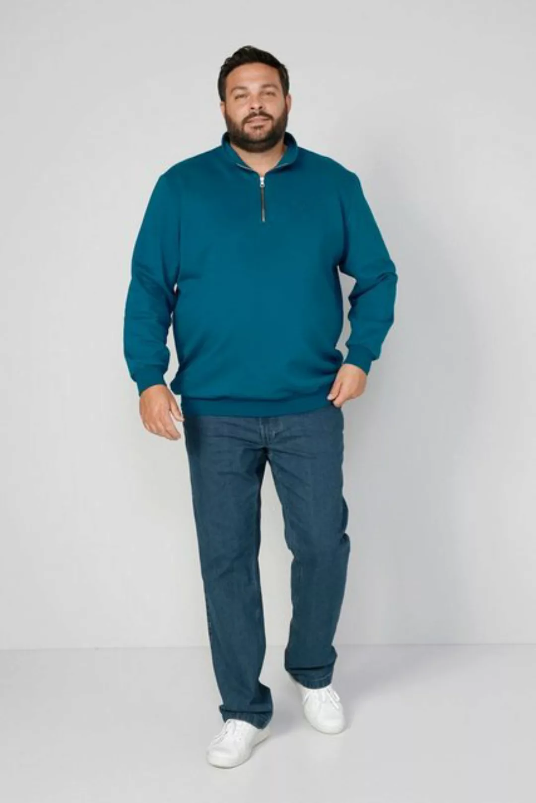 Boston Park Sweatshirt Boston Park Sweatshirt Bauchfit Troyerkragen günstig online kaufen