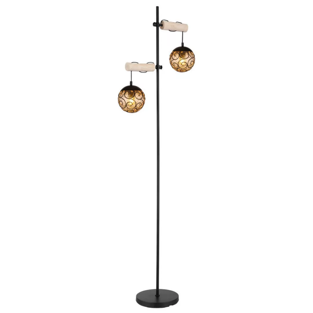 GLOBO Stehleuchte schwarz amber Metall Kunststoff B/H/T: ca. 25x168x51 cm E günstig online kaufen