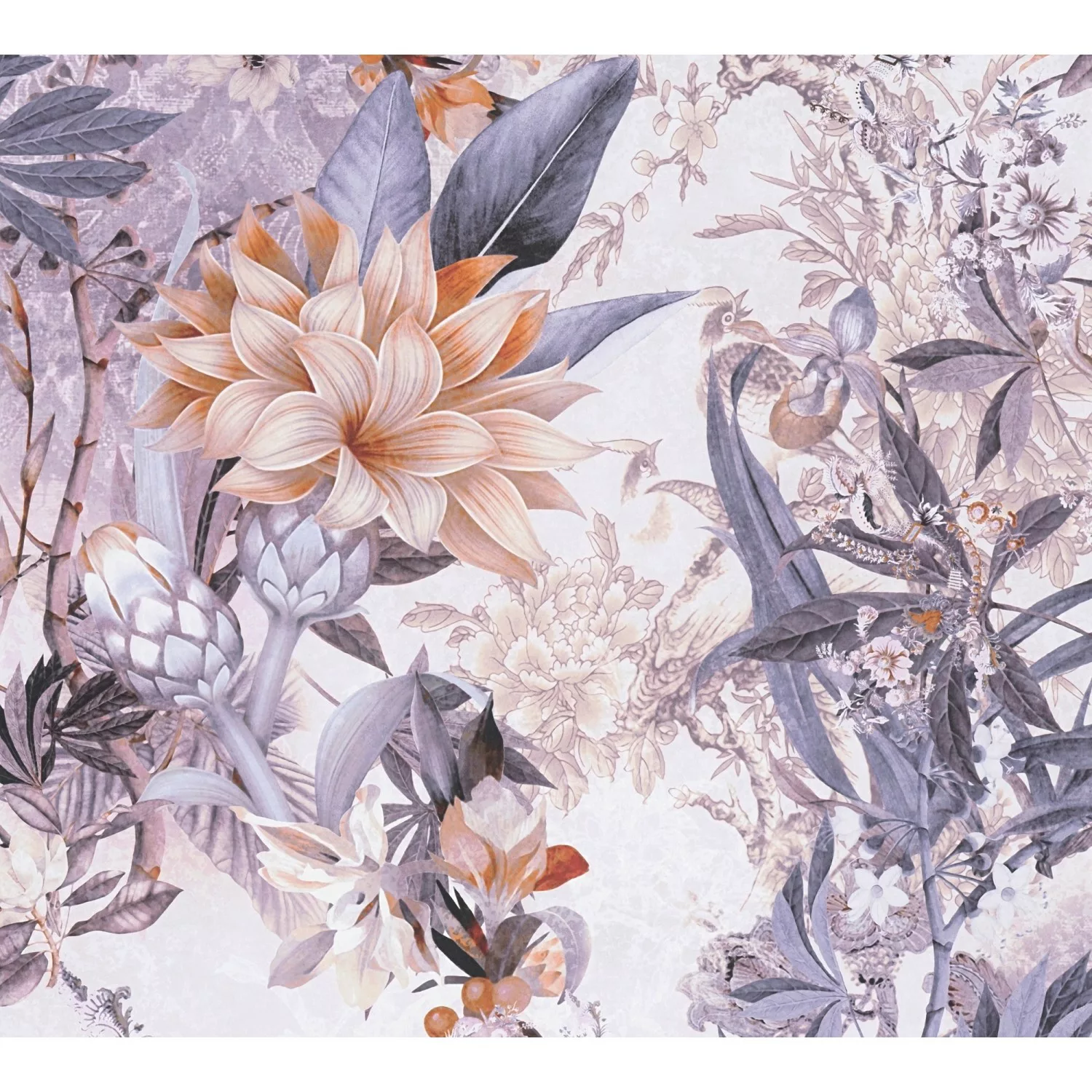 Vliestapete Blumenoptik Floral Matt glatt Weiß Grau FSC® günstig online kaufen