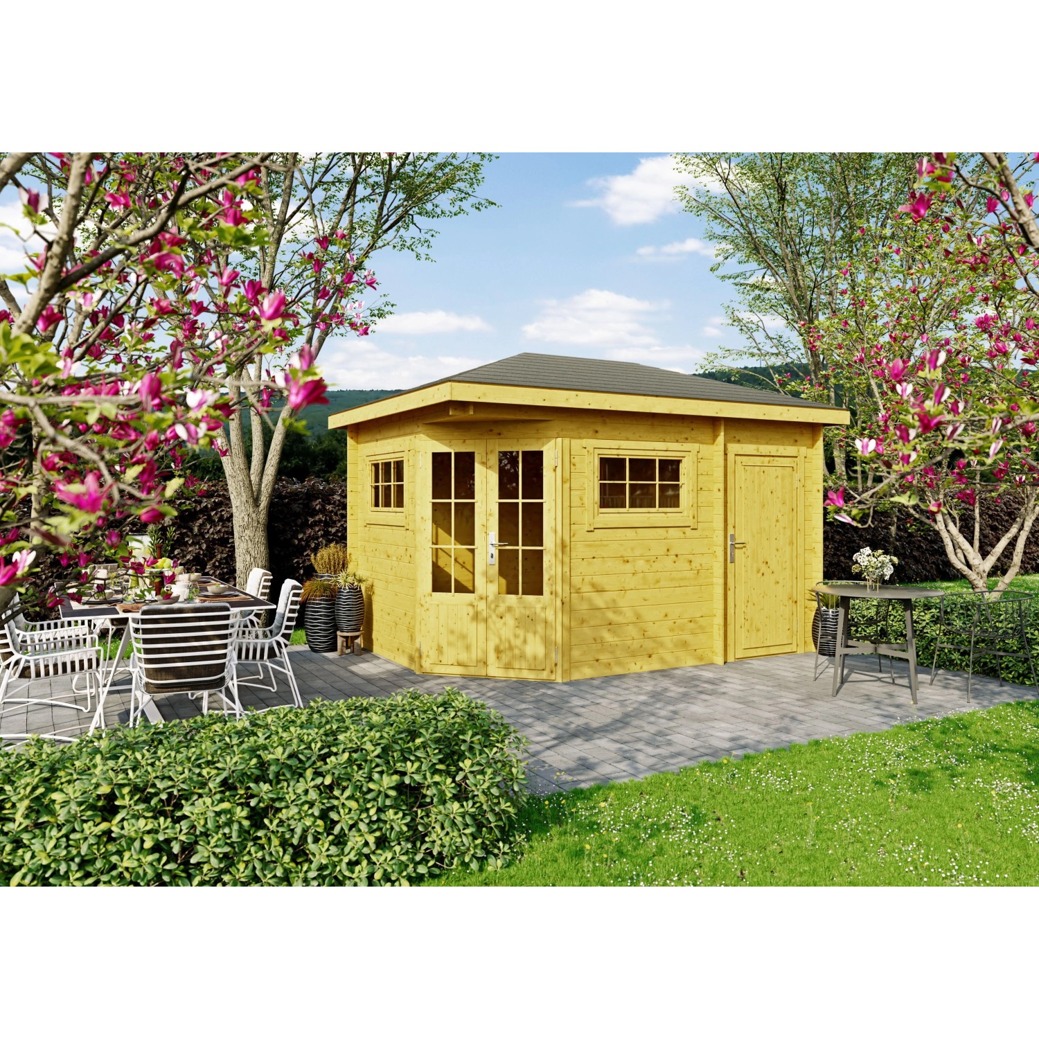 Fjordholz 5-Eck Gartenhaus Modell Evelyn 2D Kiefer Imprägniert günstig online kaufen
