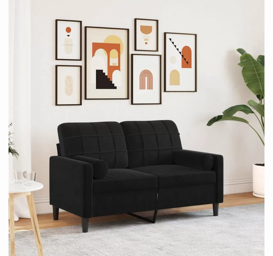 vidaXL Sofa, 2-Sitzer-Sofa mit Zierkissen Schwarz 120 cm Samt günstig online kaufen