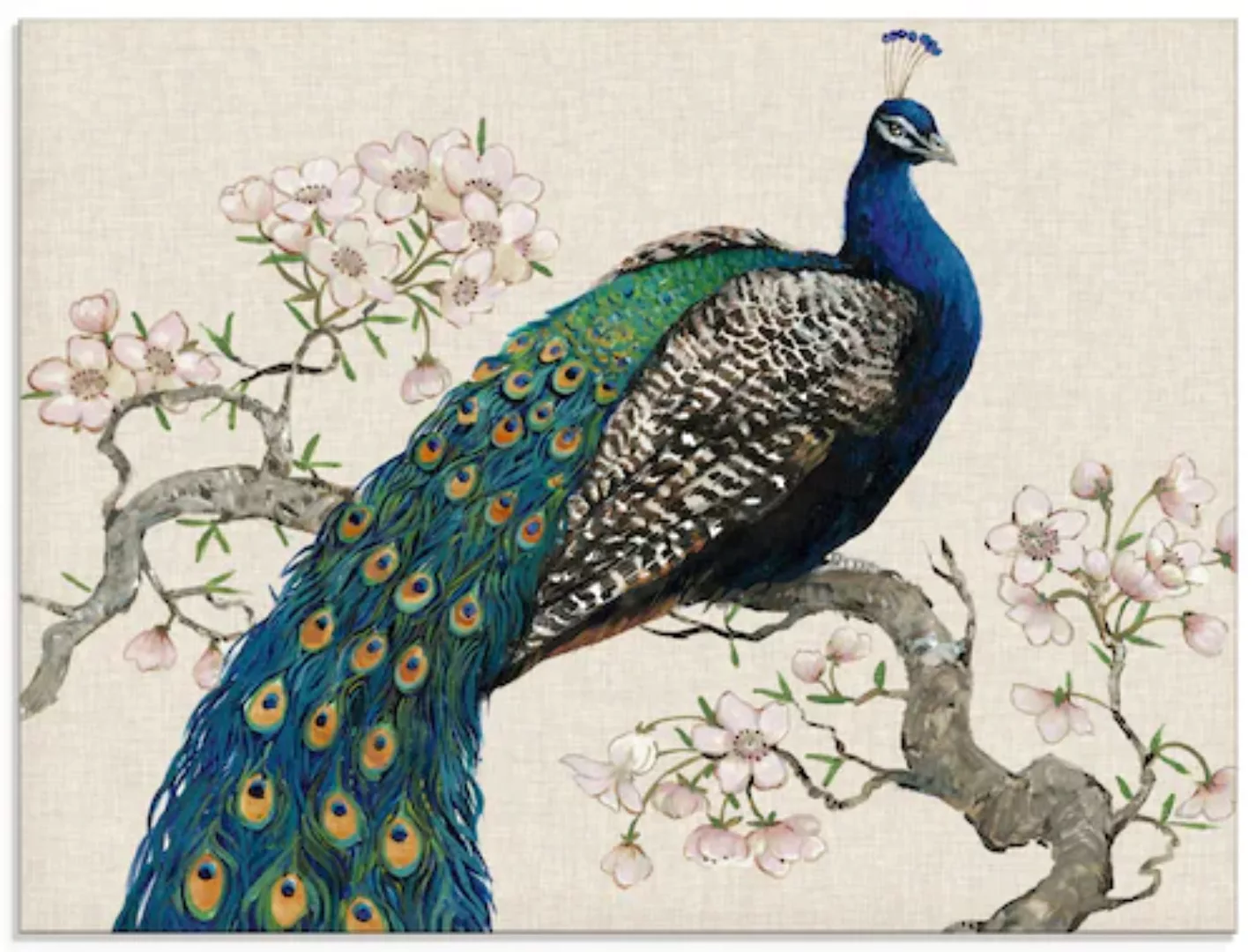 Artland Glasbild »Pfau & Blüten I«, Vögel, (1 St.), in verschiedenen Größen günstig online kaufen