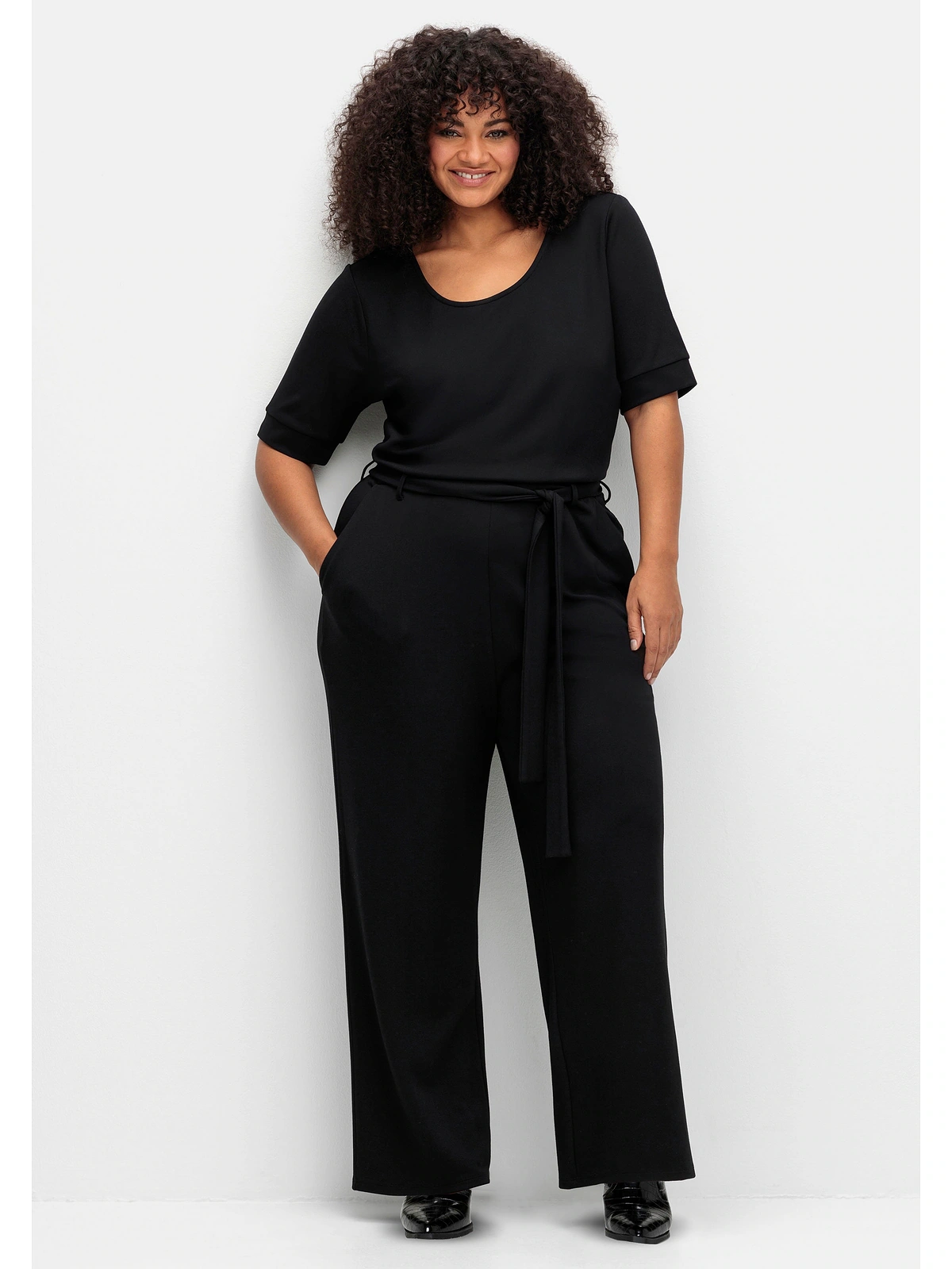 sheego by Joe Browns Jumpsuit "Große Größen", mit Bindegürtel und weitem Be günstig online kaufen