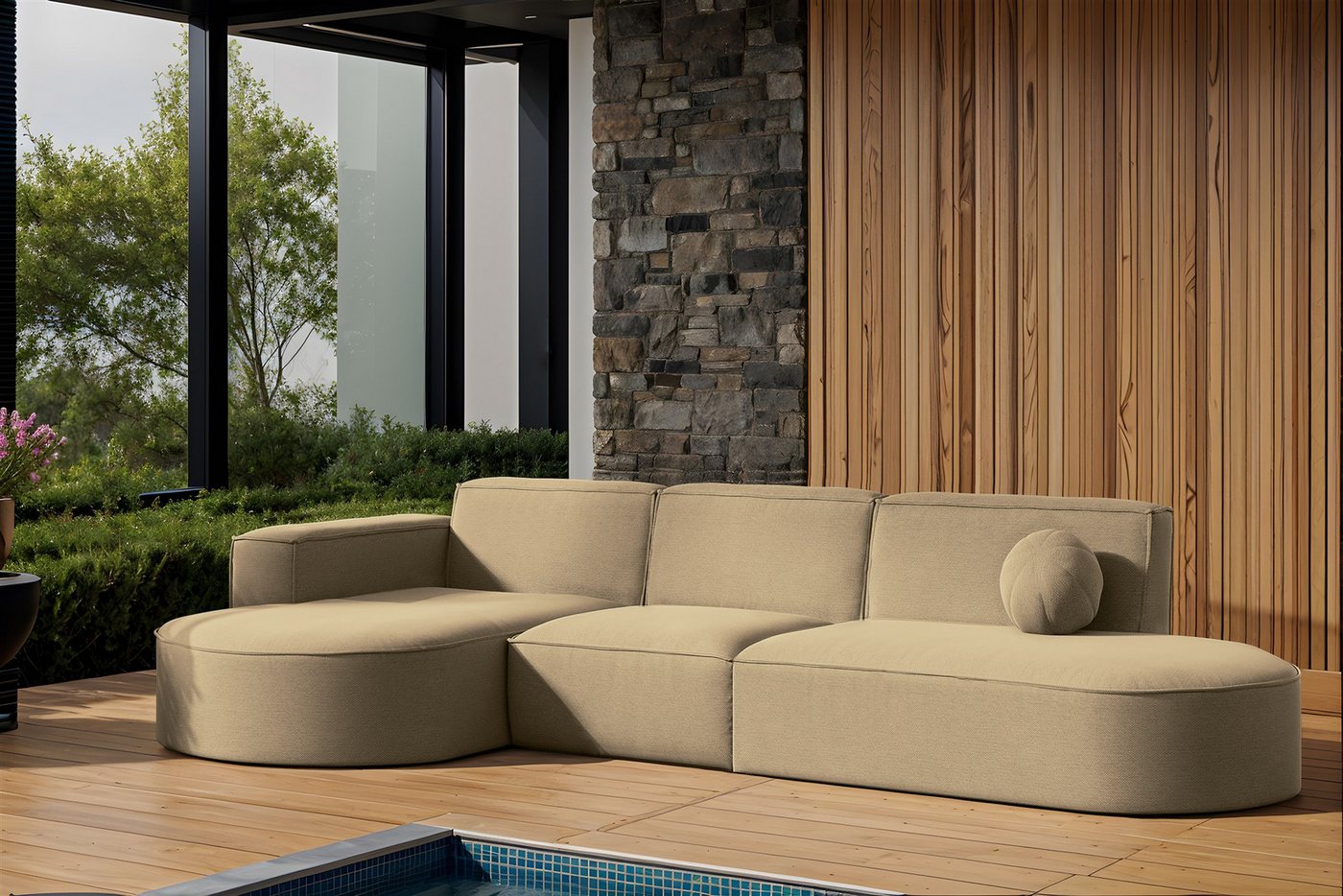 Fun Möbel Loungesofa Gartenmöbel Gartensofa Ecksofa SUNDAY, inkl. 1 Zierkis günstig online kaufen