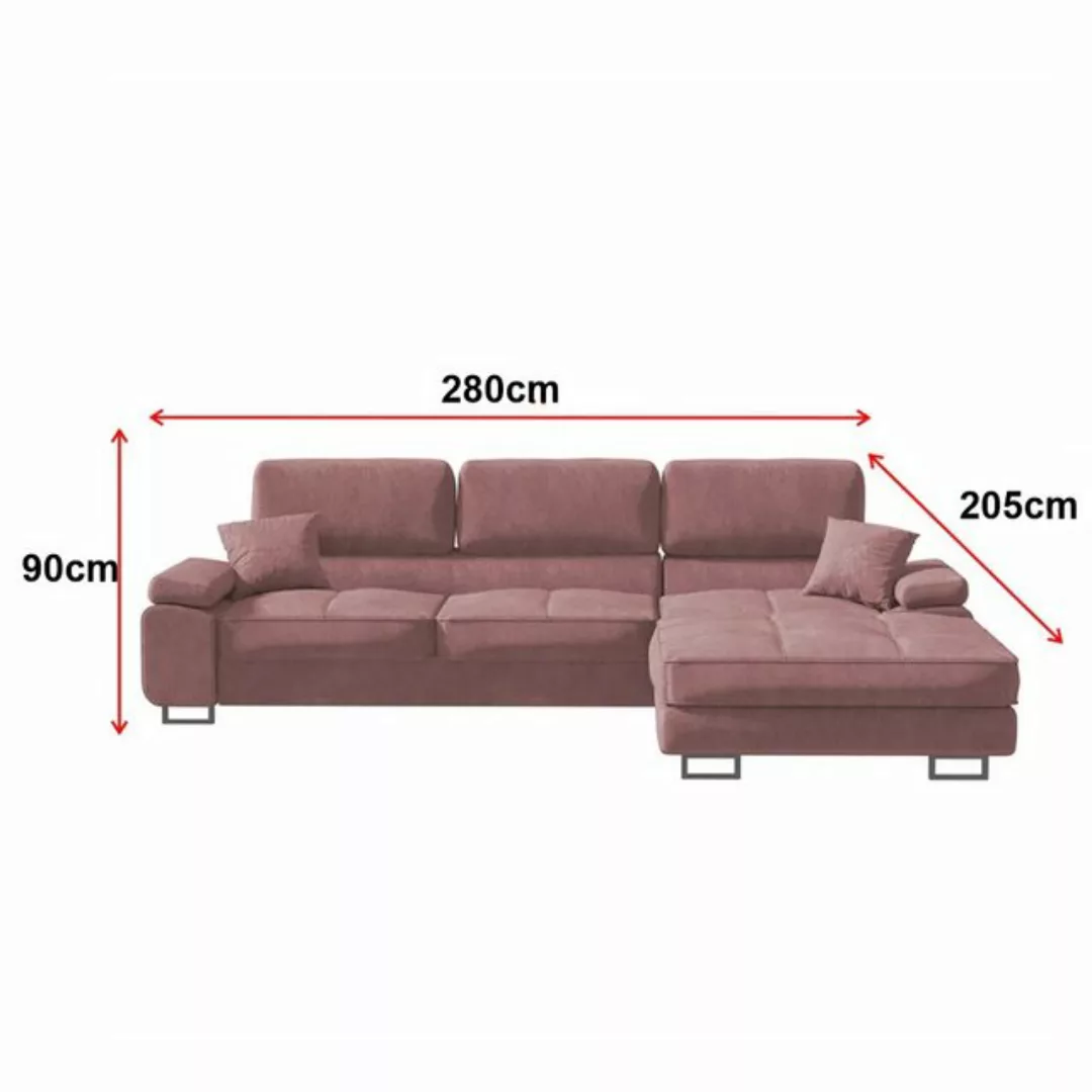 DB-Möbel Ecksofa Eckbettsofa "ANTAG" Sofa mit Samtbezug, wasserabweisend. günstig online kaufen