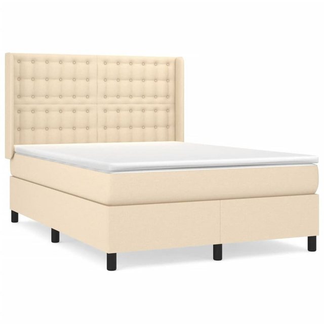 vidaXL Boxspringbett Boxspringbett mit Matratze Creme 140x200 cm Stoff Bett günstig online kaufen