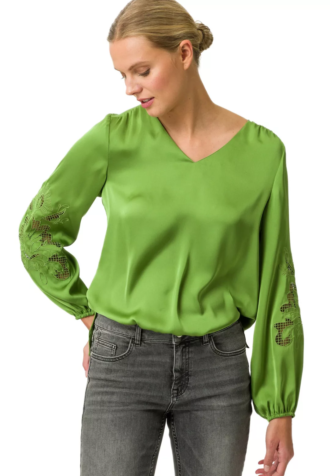 Zero Satinbluse "zero Satinbluse mit Stickerei" günstig online kaufen