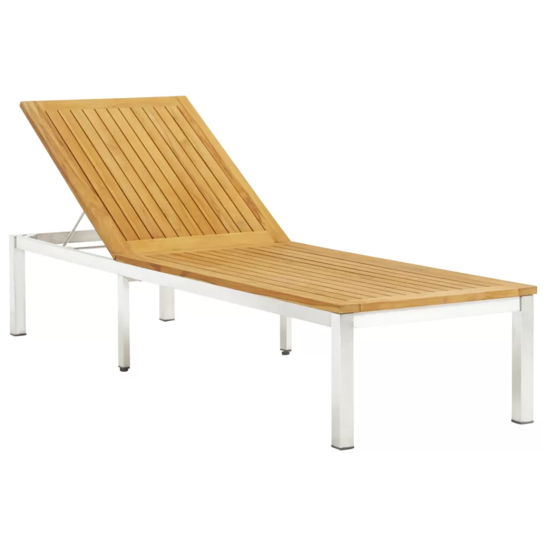 Sonnenliege Massivholz Teak Und Edelstahl günstig online kaufen