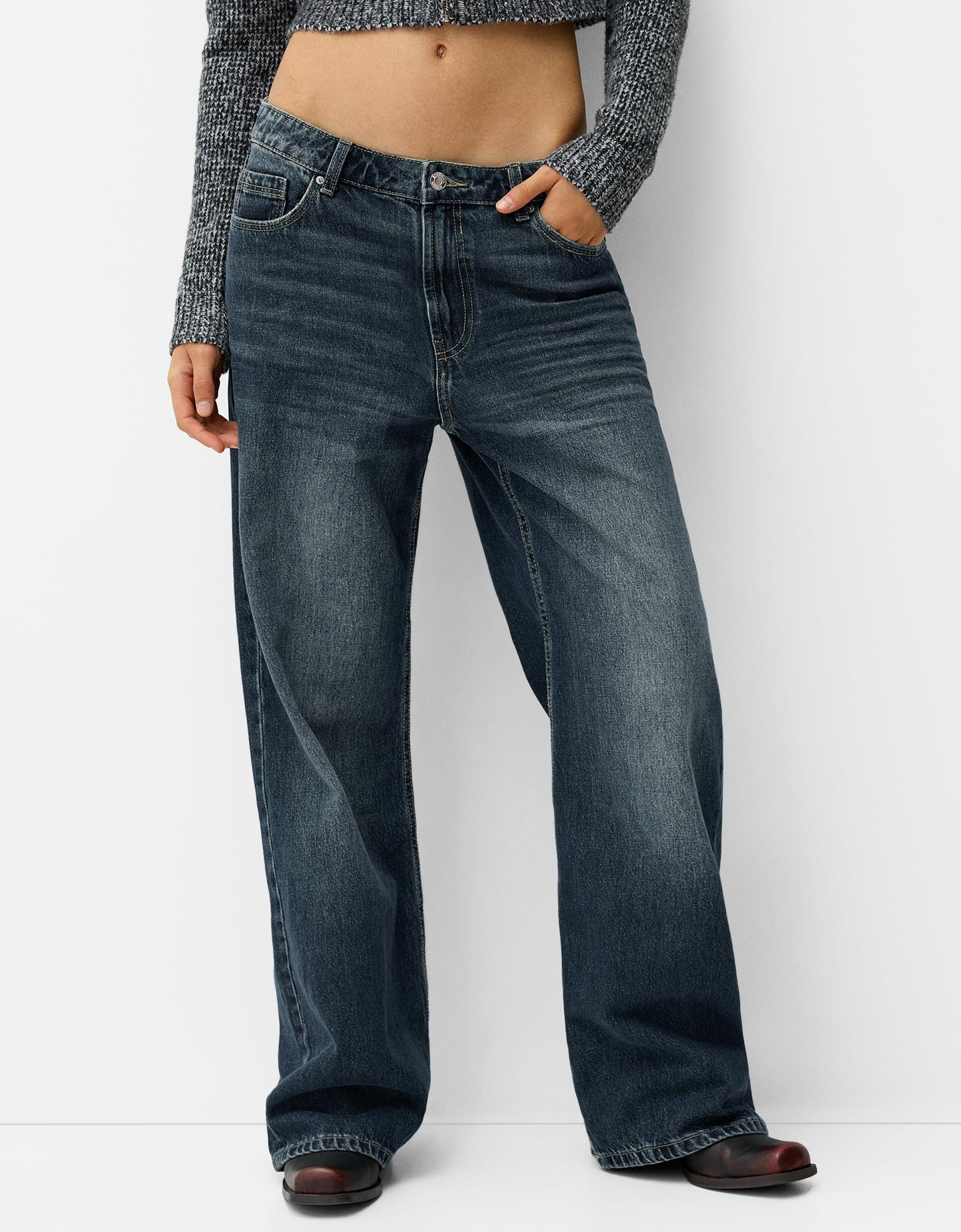 Bershka Jeans Im Baggy-Hosen-Fit Damen 38 Grün günstig online kaufen