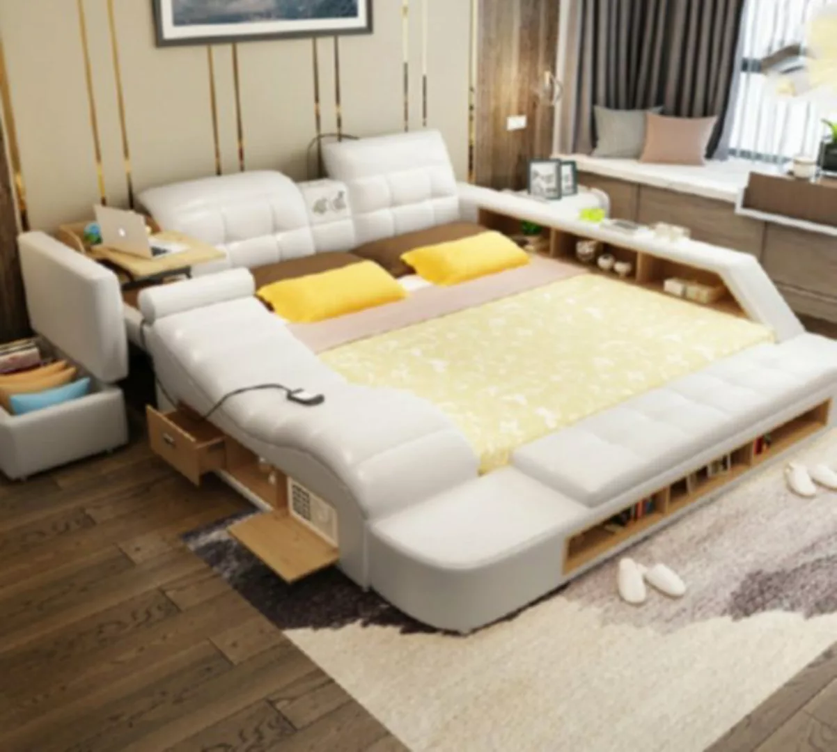 JVmoebel Bett, Doppel Design Leder Bett Polster Betten Moderne Hotel Multif günstig online kaufen