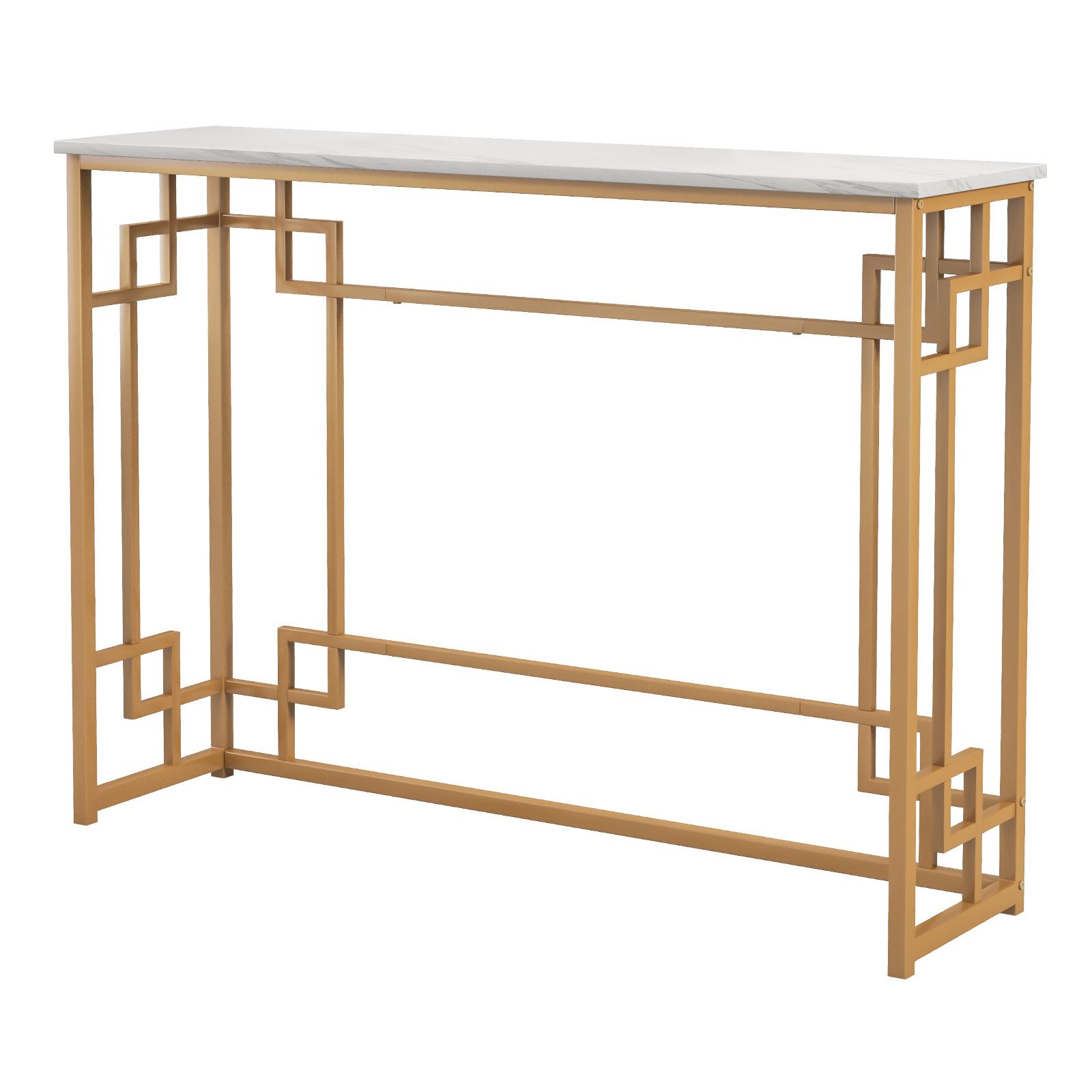 COSTWAY Konsolentisch, Marmor Gold, schmal, Metallrahmen, günstig online kaufen