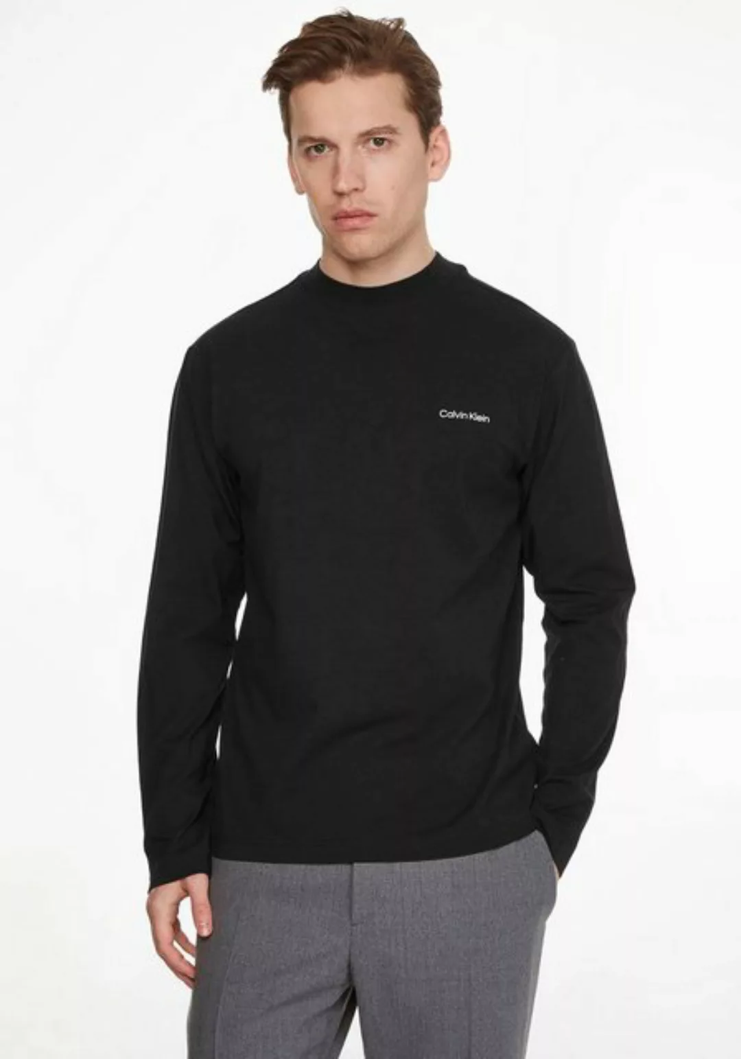 Calvin Klein Langarmshirt MICRO LOGO LS MOCK NECK T-SHIRT mit Mock-Kragen günstig online kaufen
