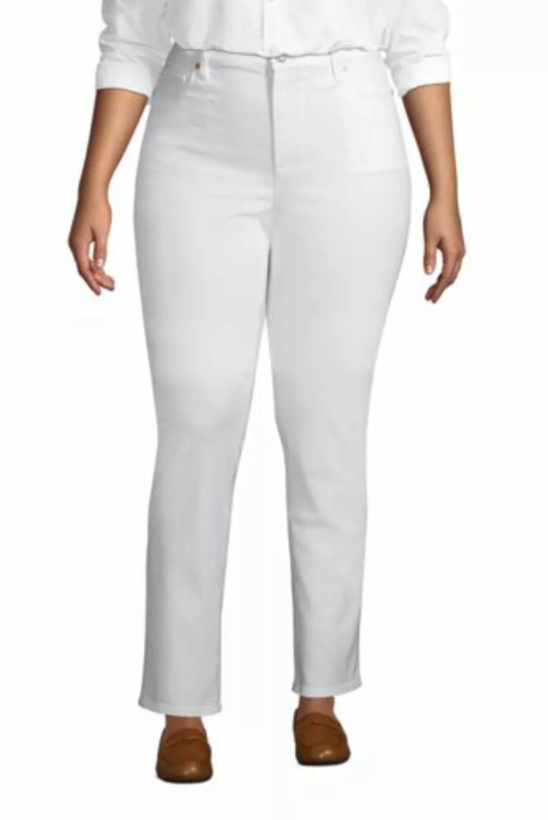 Straight Fit Öko Jeans Mid Waist in großen Größen, Damen, Größe: 56 30 Plus günstig online kaufen