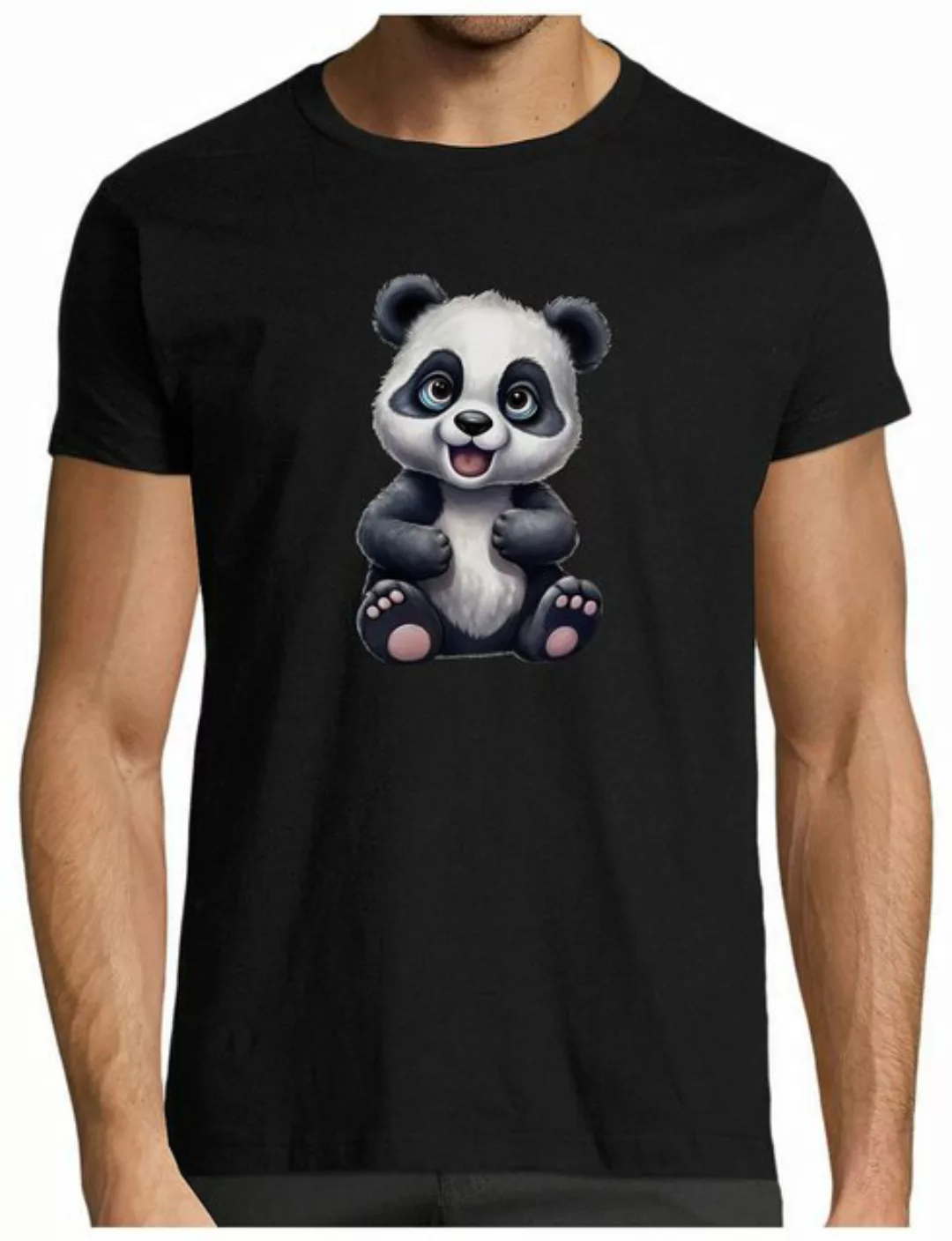 MyDesign24 T-Shirt Herren Print Shirt - Cartoon Panda Bär Brustprint Baumwo günstig online kaufen