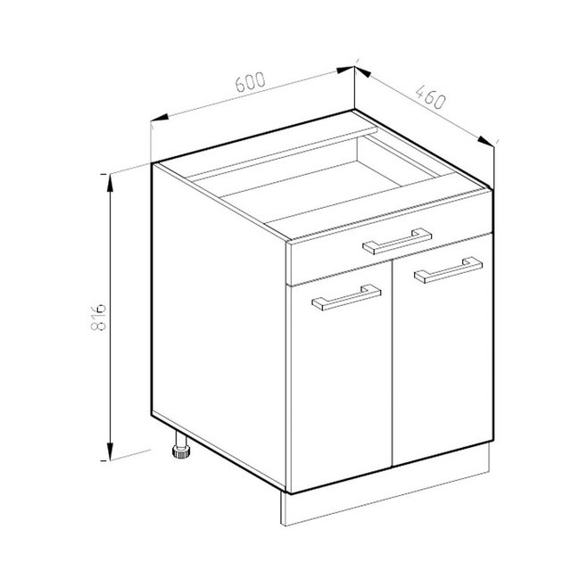 Vicco Unterschrank R-Line, Anthrazit Hochglanz/Goldkraft Eiche, 60 cm AP Ma günstig online kaufen