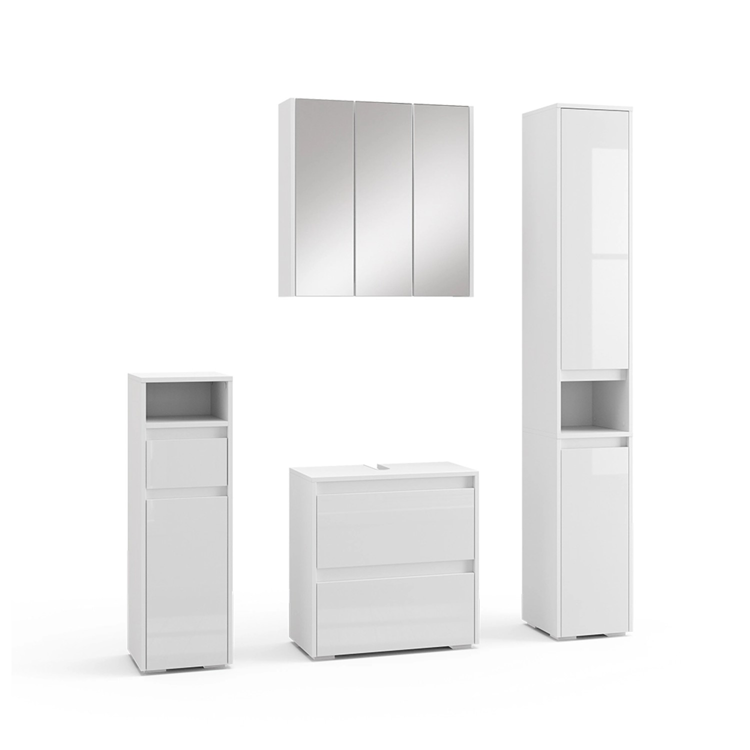 Vicco Badmöbel-Set Majest, Weiß/Weiß Hochglanz, 4 günstig online kaufen