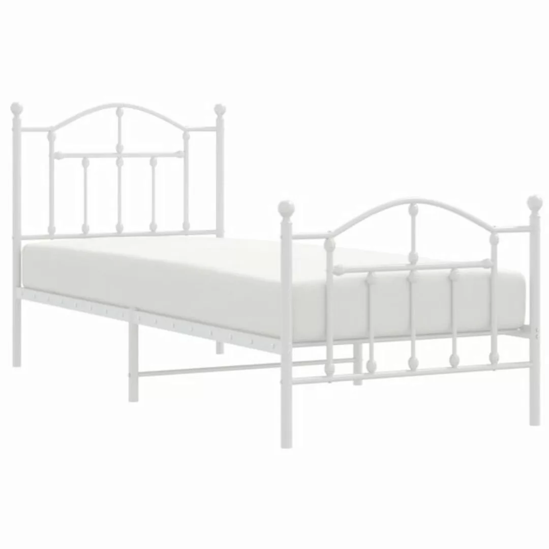 vidaXL Bett Bettgestell mit Kopf- und Fußteil Metall Weiß 80x200 cm günstig online kaufen