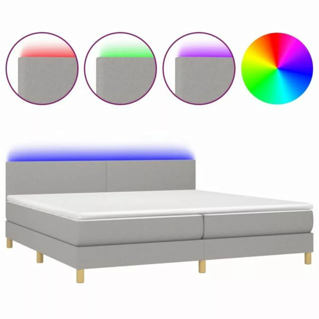 vidaXL Bettgestell Boxspringbett mit Matratze LED Hellgrau 200x200 cm Stoff günstig online kaufen