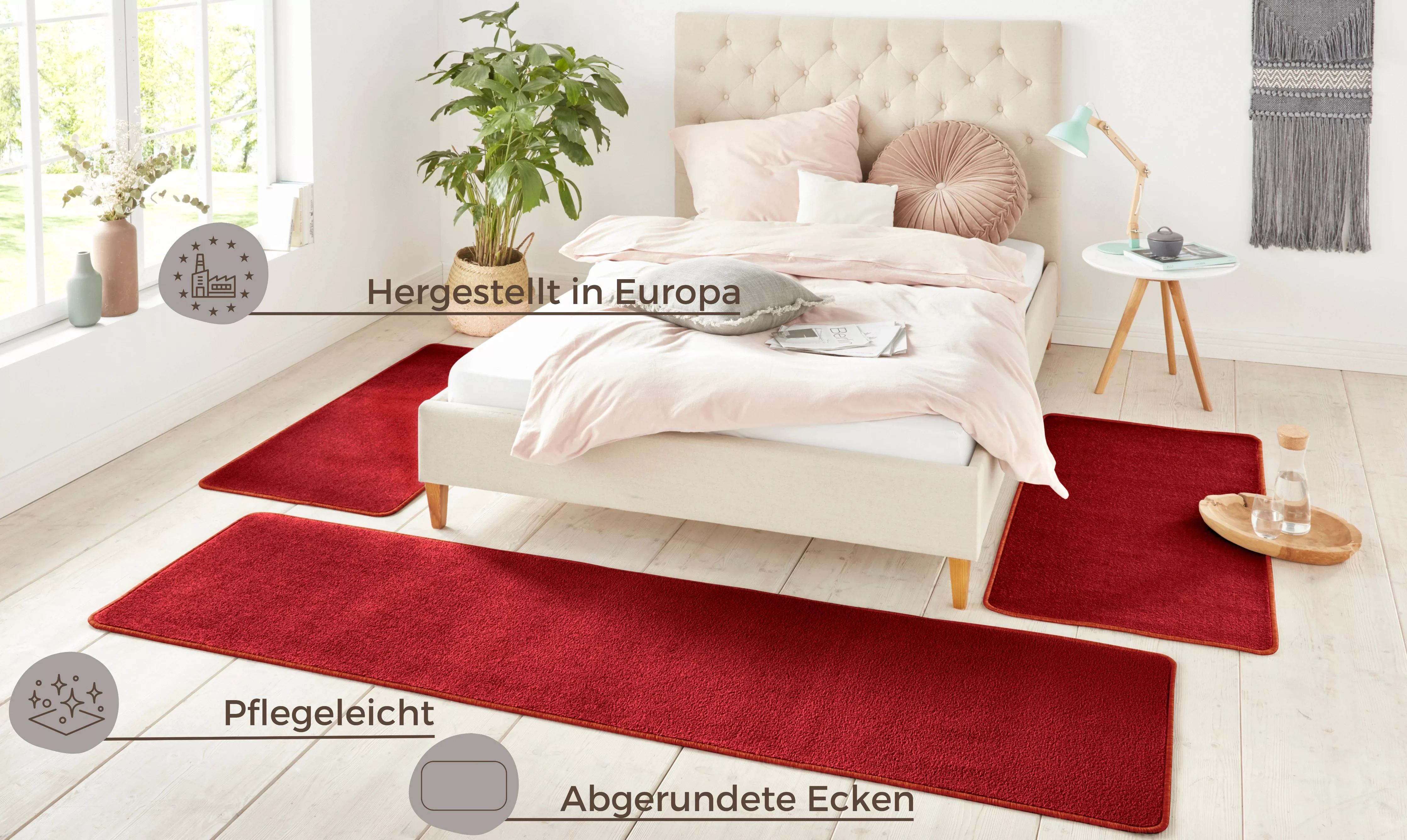 HANSE Home Bettumrandung »Shashi«, (3 tlg.), Kurzflor, Unifarben, Teppich, günstig online kaufen