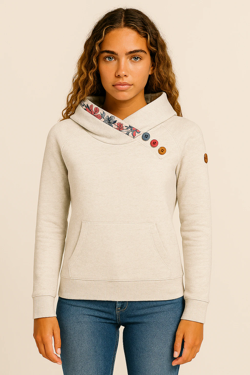 Ragwear Sweatshirt "ANGELLIKA FLOWERS O", mit asymmetrischem Schalkragen günstig online kaufen
