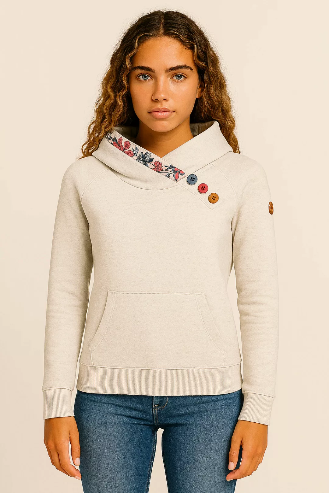 Ragwear Sweatshirt "ANGELLIKA FLOWERS O", mit asymmetrischem Schalkragen günstig online kaufen