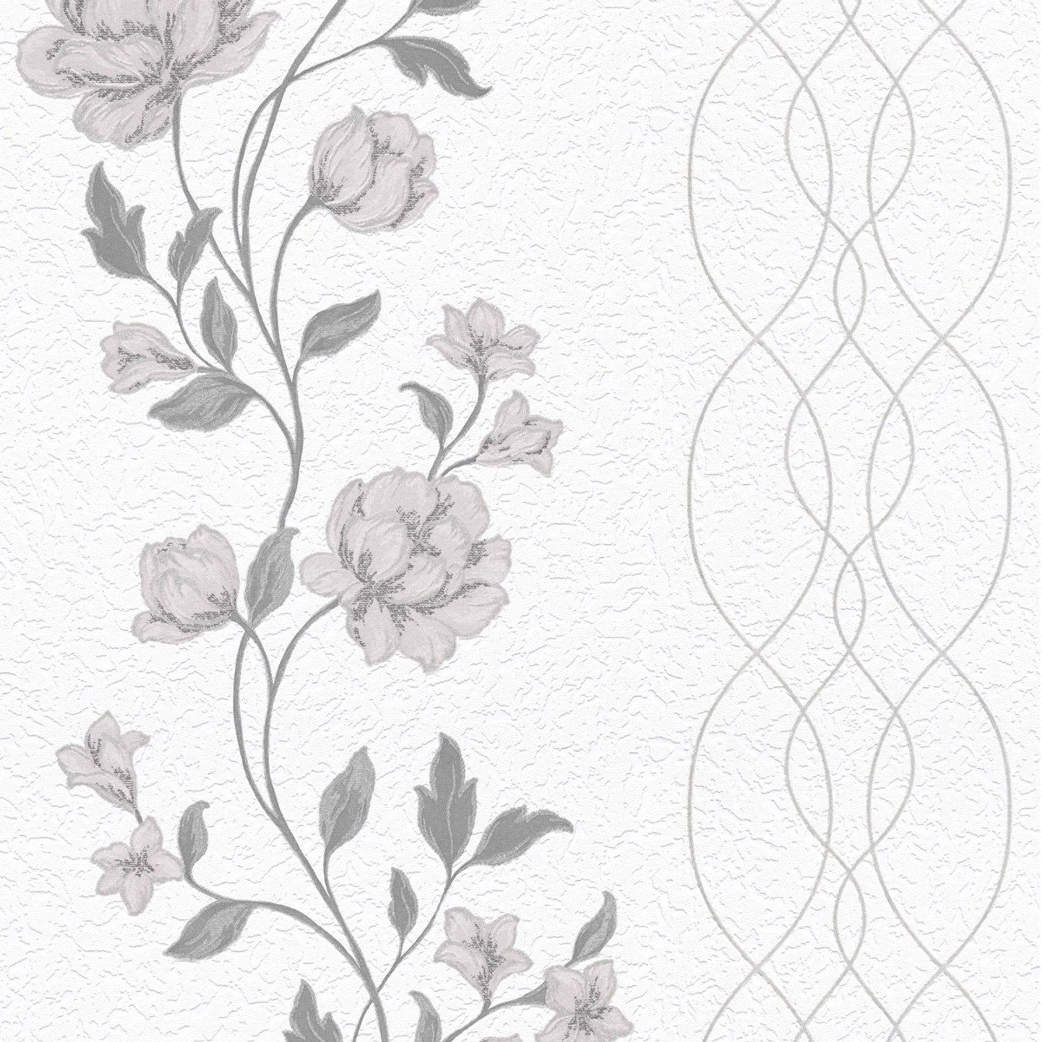 Bricoflor Landhaus Tapete Weiß Grau Vlies Blumentapete mit Linien Muster Id günstig online kaufen