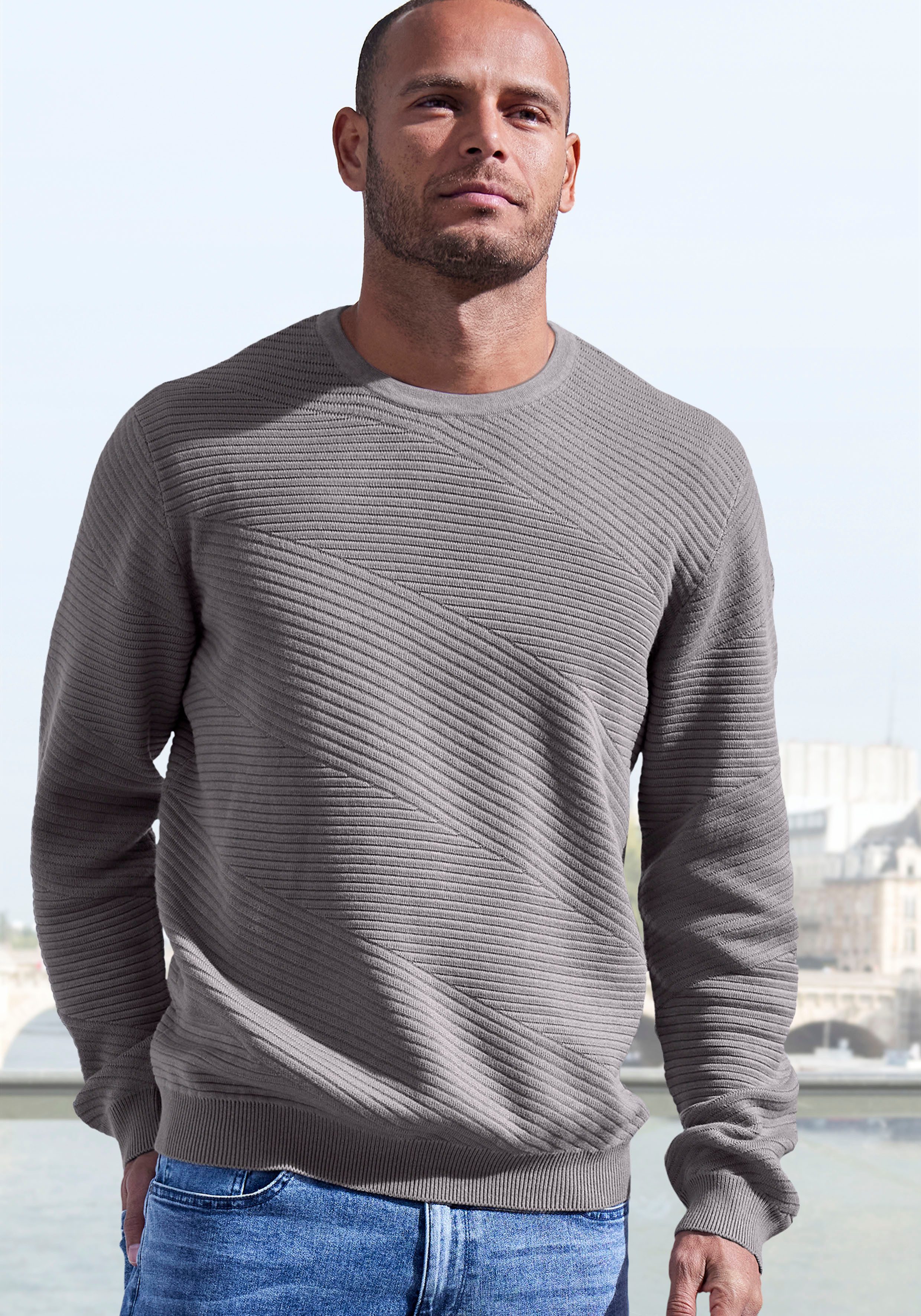 John Devin Strickpullover, Pullover aus weichem Strukturstrick günstig online kaufen