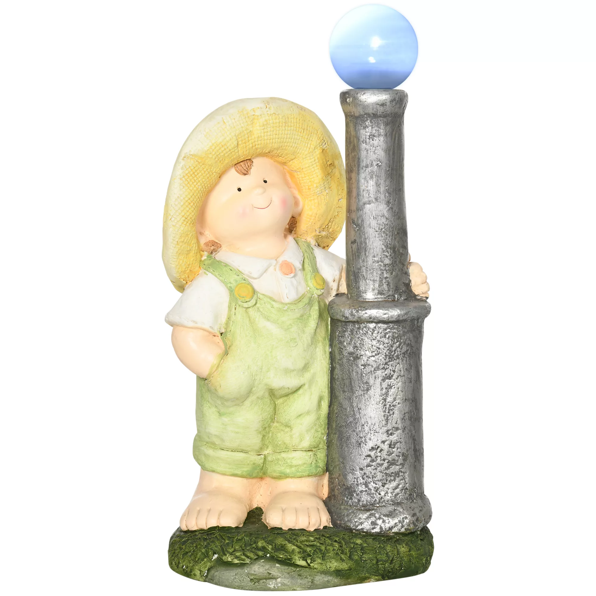 Outsunny Kleiner Junge mit Laterne  Gartenfigur mit LED Solarleuchte, 56 cm günstig online kaufen