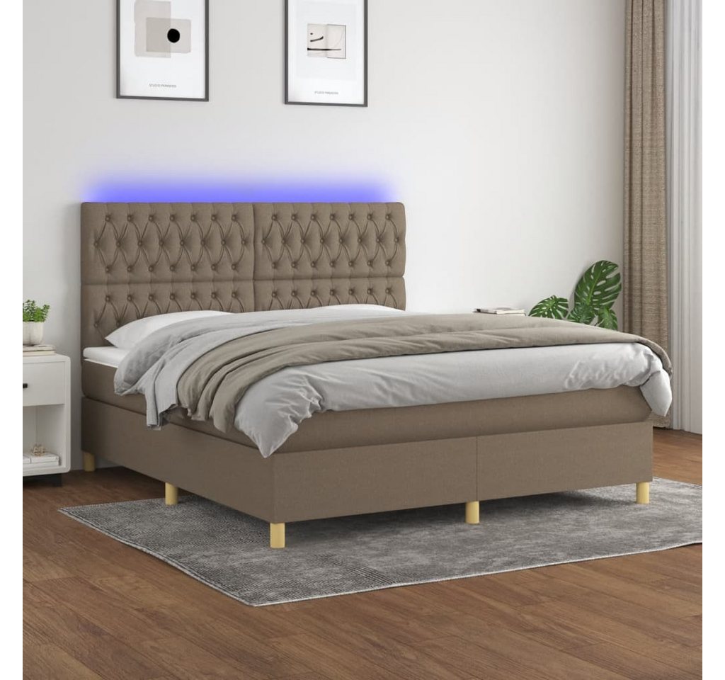 vidaXL Boxspringbett Boxspringbett mit Matratze LED Taupe 180x200 cm Stoff günstig online kaufen