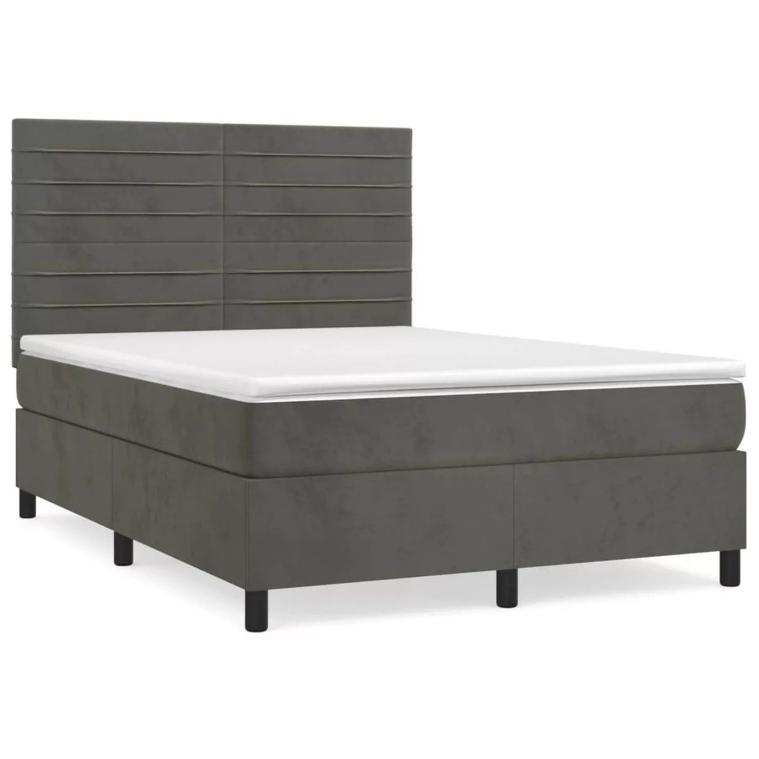 vidaXL Boxspringbett mit Matratze Dunkelgrau 140x200 cm Samt1348926 günstig online kaufen