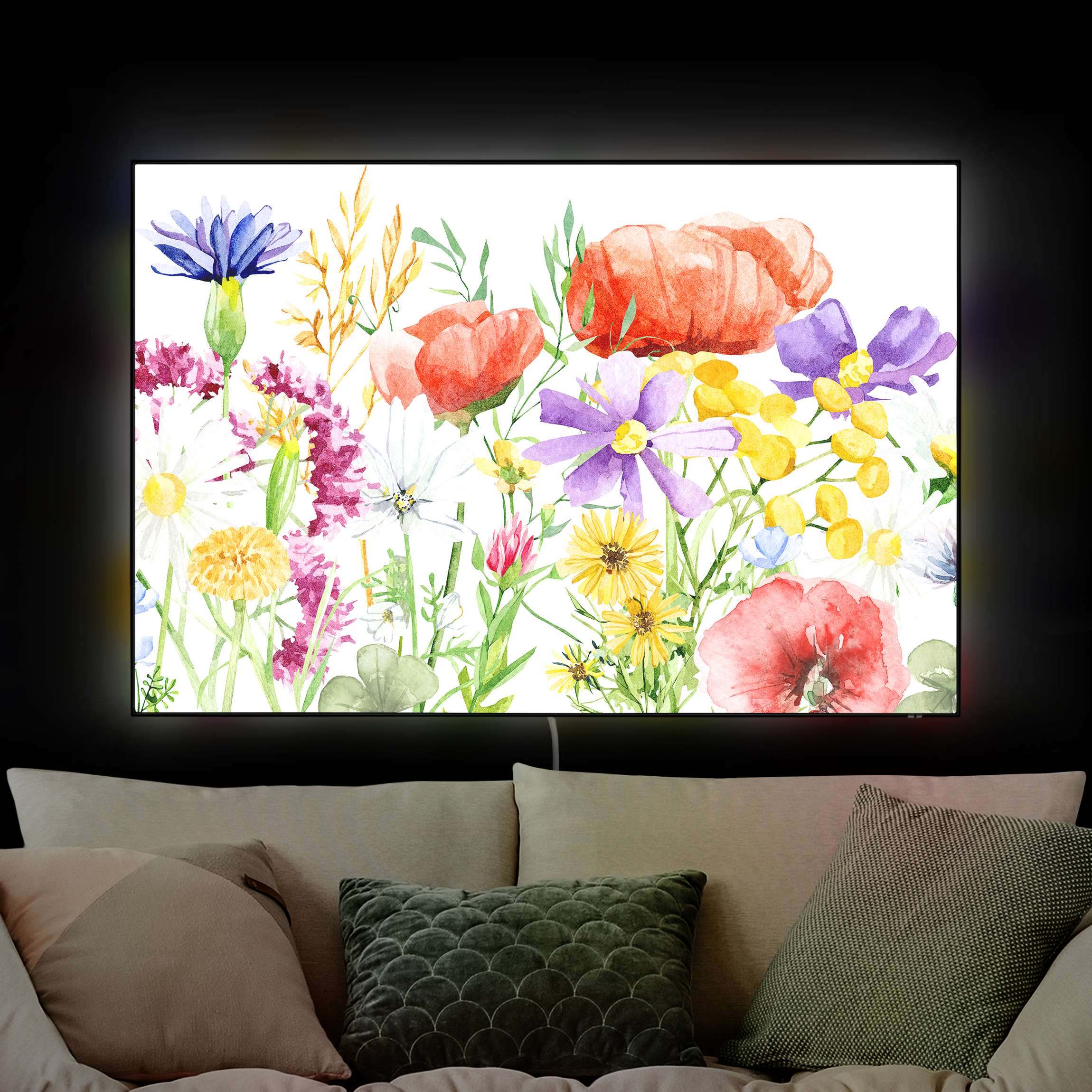 LED-Wechselbild Aquarellierte Blumen günstig online kaufen